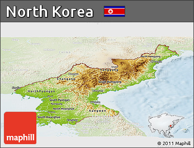 Physical Panoramic Map of North Korea, lighten