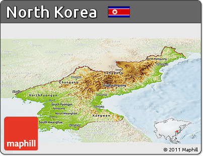 Physical Panoramic Map of North Korea, lighten