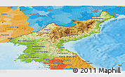 Physical Panoramic Map of North Korea, political outside