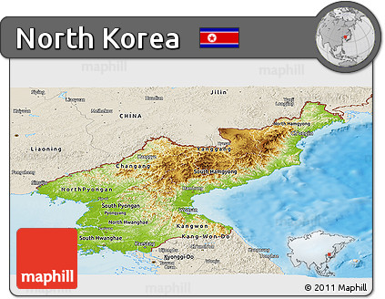 Physical Panoramic Map of North Korea, shaded relief outside