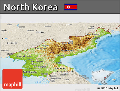 Physical Panoramic Map of North Korea, shaded relief outside