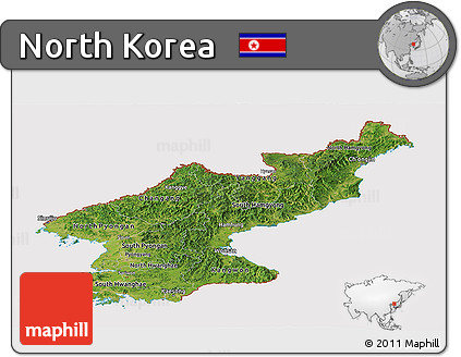 Satellite Panoramic Map of North Korea, cropped outside
