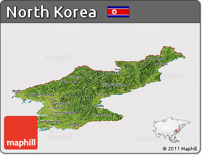 Satellite Panoramic Map of North Korea, cropped outside