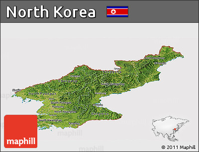 Satellite Panoramic Map of North Korea, cropped outside
