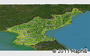 Satellite Panoramic Map of North Korea, darken, land only