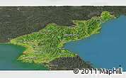 Satellite Panoramic Map of North Korea, darken, semi-desaturated, land only