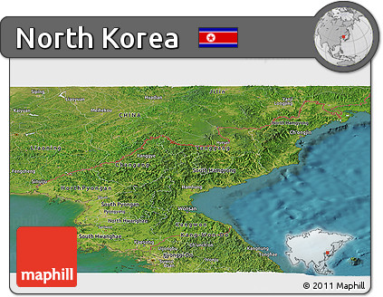 Satellite Panoramic Map of North Korea
