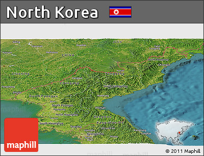 Satellite Panoramic Map of North Korea