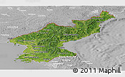 Satellite Panoramic Map of North Korea, lighten, desaturated