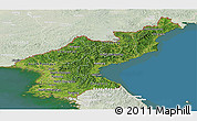 Satellite Panoramic Map of North Korea, lighten, land only