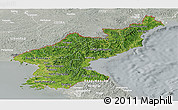 Satellite Panoramic Map of North Korea, lighten, semi-desaturated