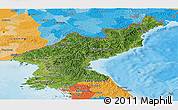 Satellite Panoramic Map of North Korea, political outside