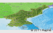 Satellite Panoramic Map of North Korea, political shades outside