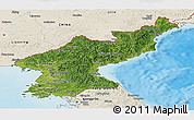 Satellite Panoramic Map of North Korea, shaded relief outside