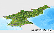 Satellite Panoramic Map of North Korea, single color outside, bathymetry sea