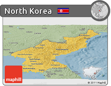 Savanna Style Panoramic Map of North Korea