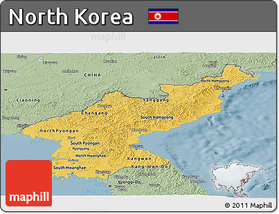 Savanna Style Panoramic Map of North Korea