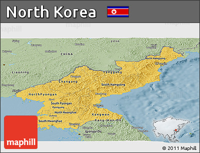 Savanna Style Panoramic Map of North Korea