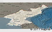 Shaded Relief Panoramic Map of North Korea, darken