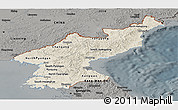 Shaded Relief Panoramic Map of North Korea, darken, semi-desaturated