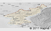 Shaded Relief Panoramic Map of North Korea, desaturated