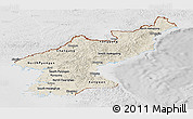 Shaded Relief Panoramic Map of North Korea, lighten, desaturated