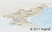 Shaded Relief Panoramic Map of North Korea, lighten