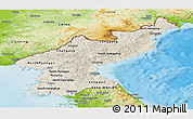Shaded Relief Panoramic Map of North Korea, physical outside