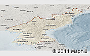 Shaded Relief Panoramic Map of North Korea, semi-desaturated