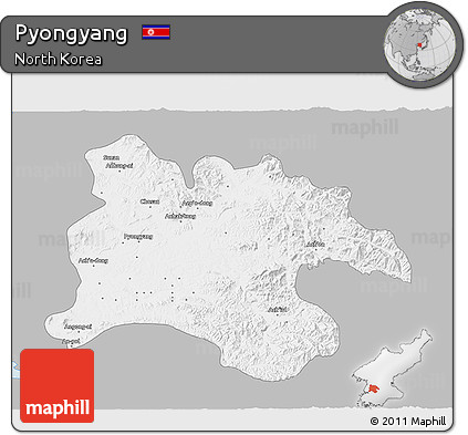 Gray 3D Map of Pyongyang, single color outside