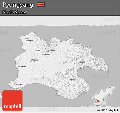 Gray 3D Map of Pyongyang, single color outside