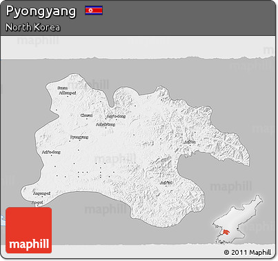Gray 3D Map of Pyongyang, single color outside