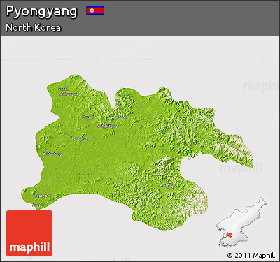 Physical 3D Map of Pyongyang, cropped outside