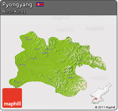 Physical 3D Map of Pyongyang, cropped outside
