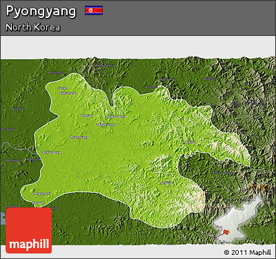 Physical 3D Map of Pyongyang, darken