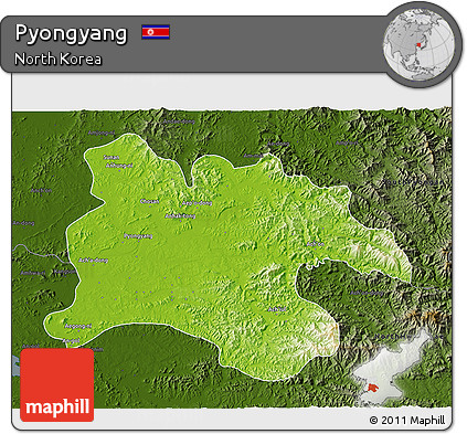 Physical 3D Map of Pyongyang, darken