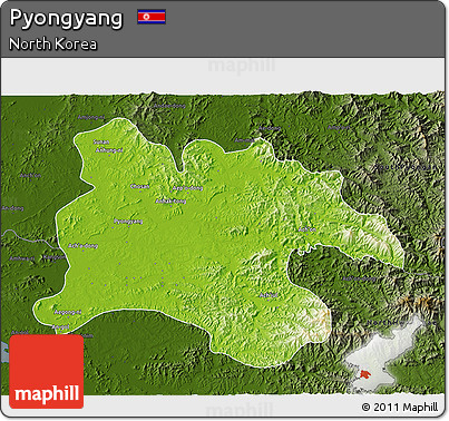 Physical 3D Map of Pyongyang, darken