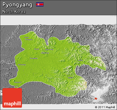 Physical 3D Map of Pyongyang, desaturated