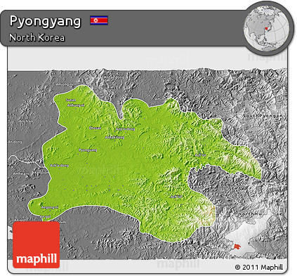 Physical 3D Map of Pyongyang, desaturated