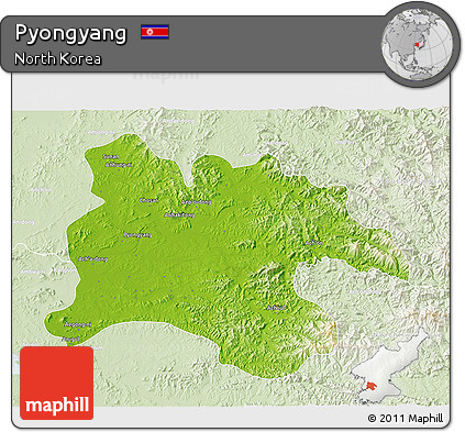 Physical 3D Map of Pyongyang, lighten