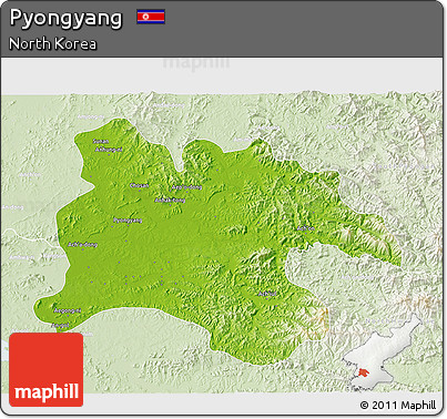 Physical 3D Map of Pyongyang, lighten