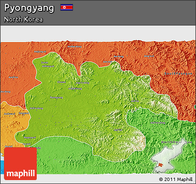 Physical 3D Map of Pyongyang, political outside