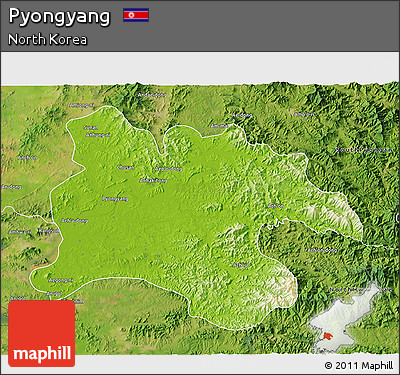 Physical 3D Map of Pyongyang, satellite outside