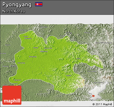 Physical 3D Map of Pyongyang, semi-desaturated