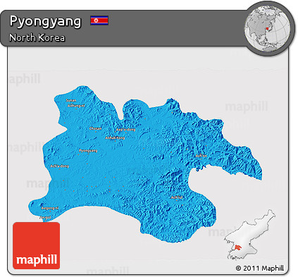 Political 3D Map of Pyongyang, cropped outside