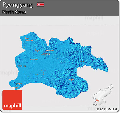 Political 3D Map of Pyongyang, cropped outside