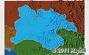 Political 3D Map of Pyongyang, darken