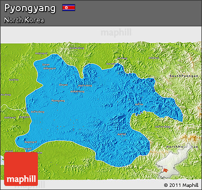 Political 3D Map of Pyongyang, physical outside