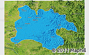 Political 3D Map of Pyongyang, satellite outside