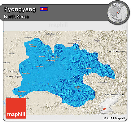 Political 3D Map of Pyongyang, shaded relief outside